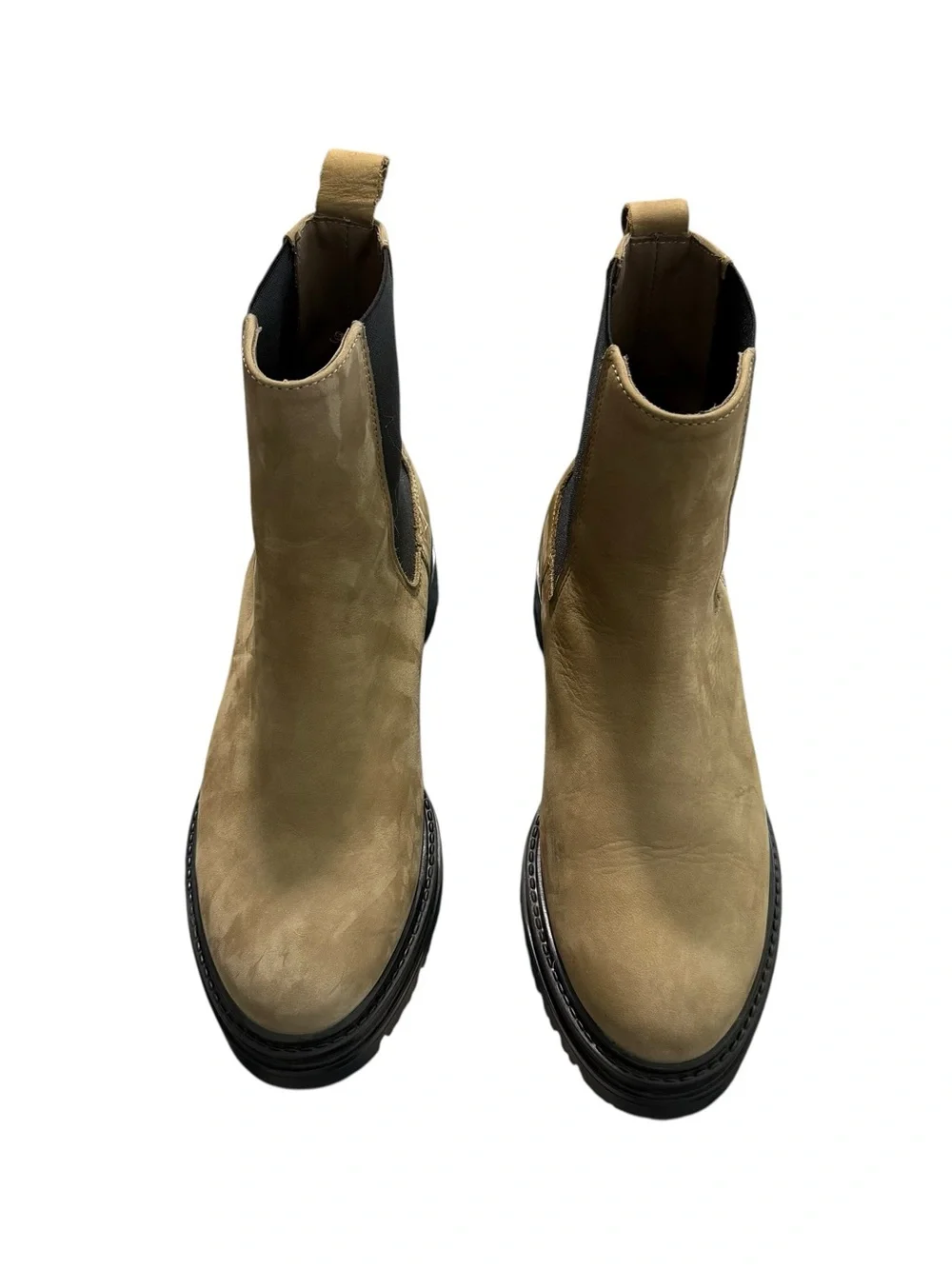 Jenni Kayne Brooklyn Lug-Sole Olive Green Chelsea Ankle Boots Booties